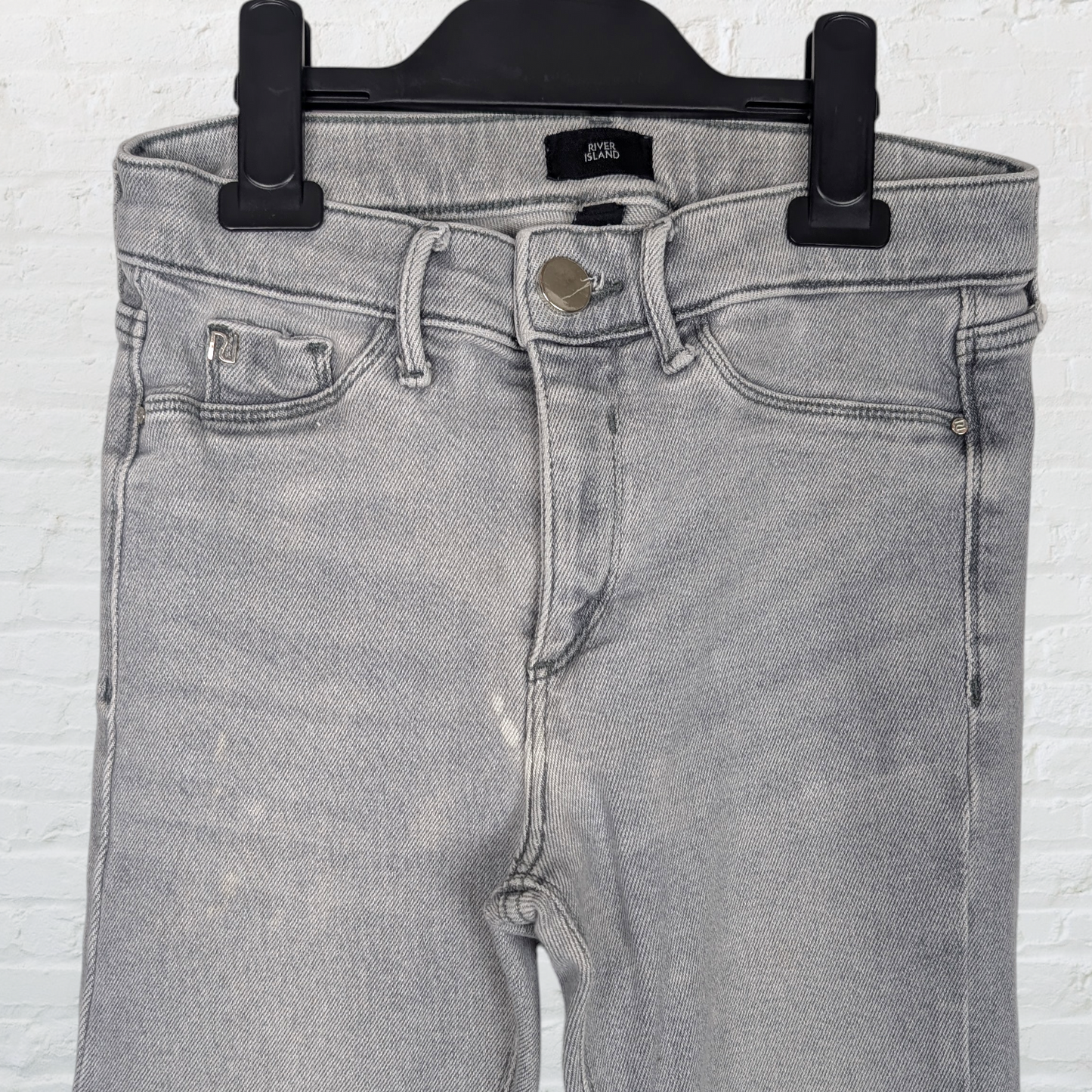 Faded Grey Distressed Skinny Denim Trousers
