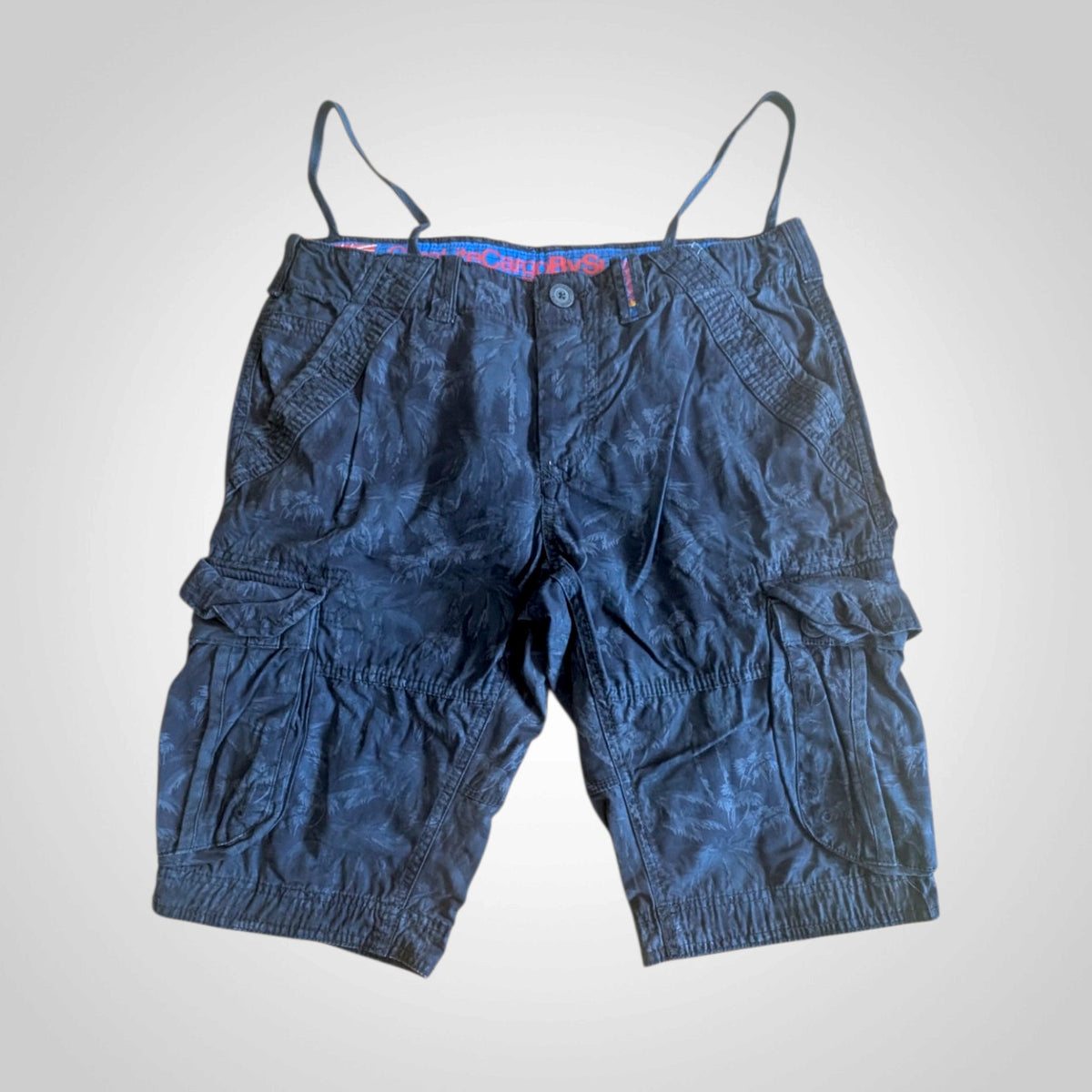 Men's Superdry Navy Palm Tree Print Cargo Shorts