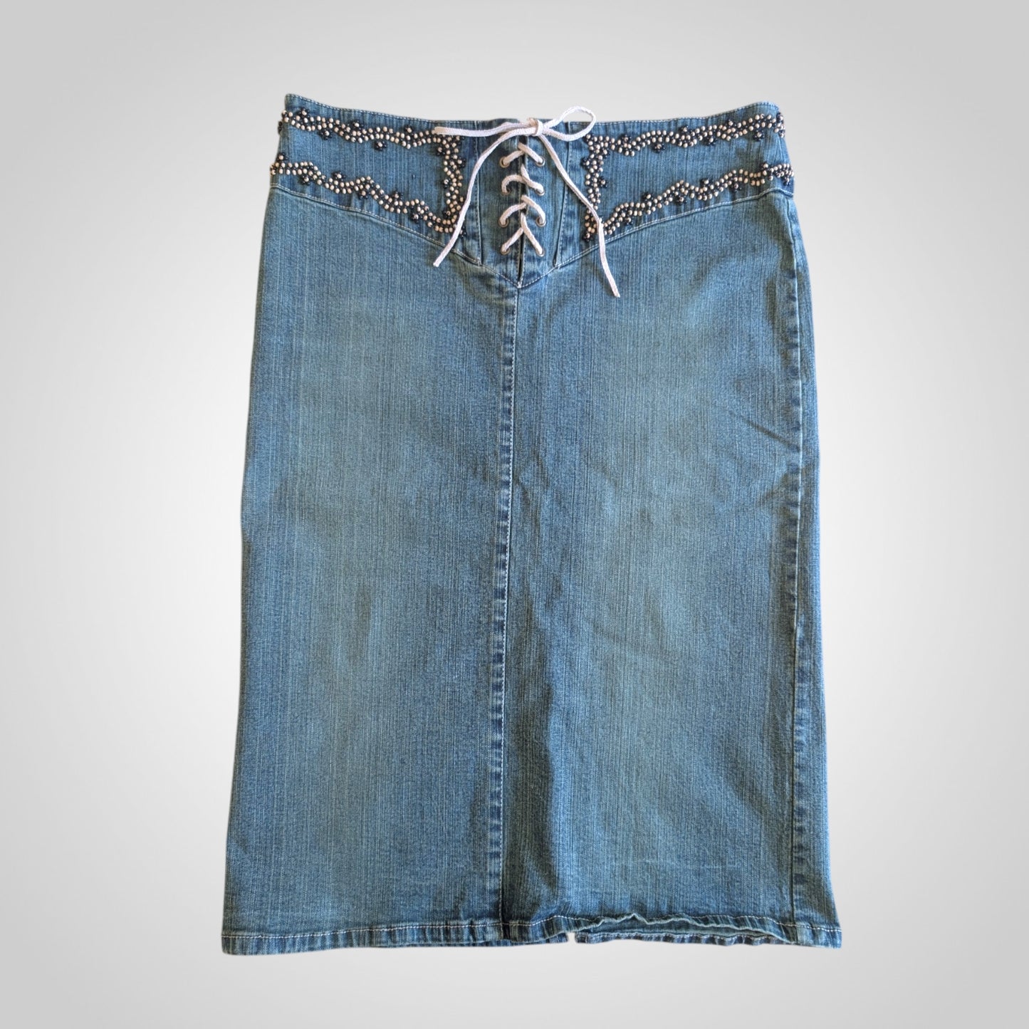 00s Boho Western Denim Mini Skirt