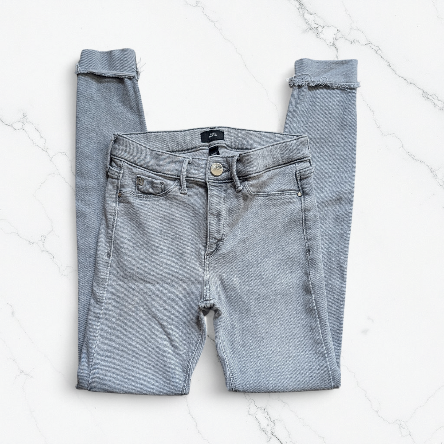 Faded Grey Distressed Skinny Denim Trousers