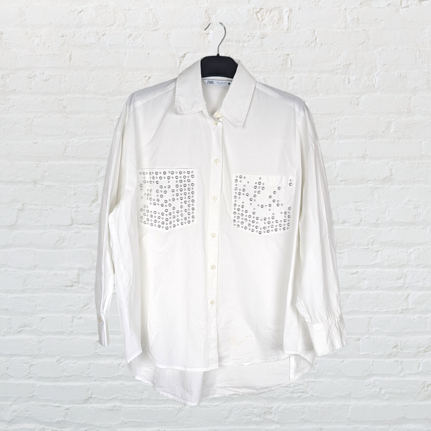 Zara White Western Studded Shirt