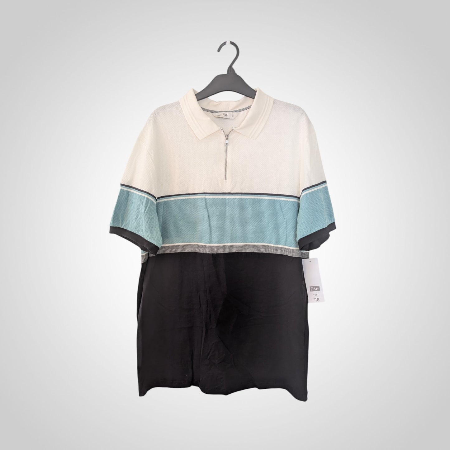 Colour Block Zip Polo Shirt