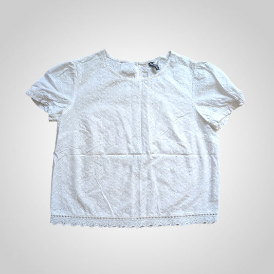 White Broderie Anglaise Cotton Blouse