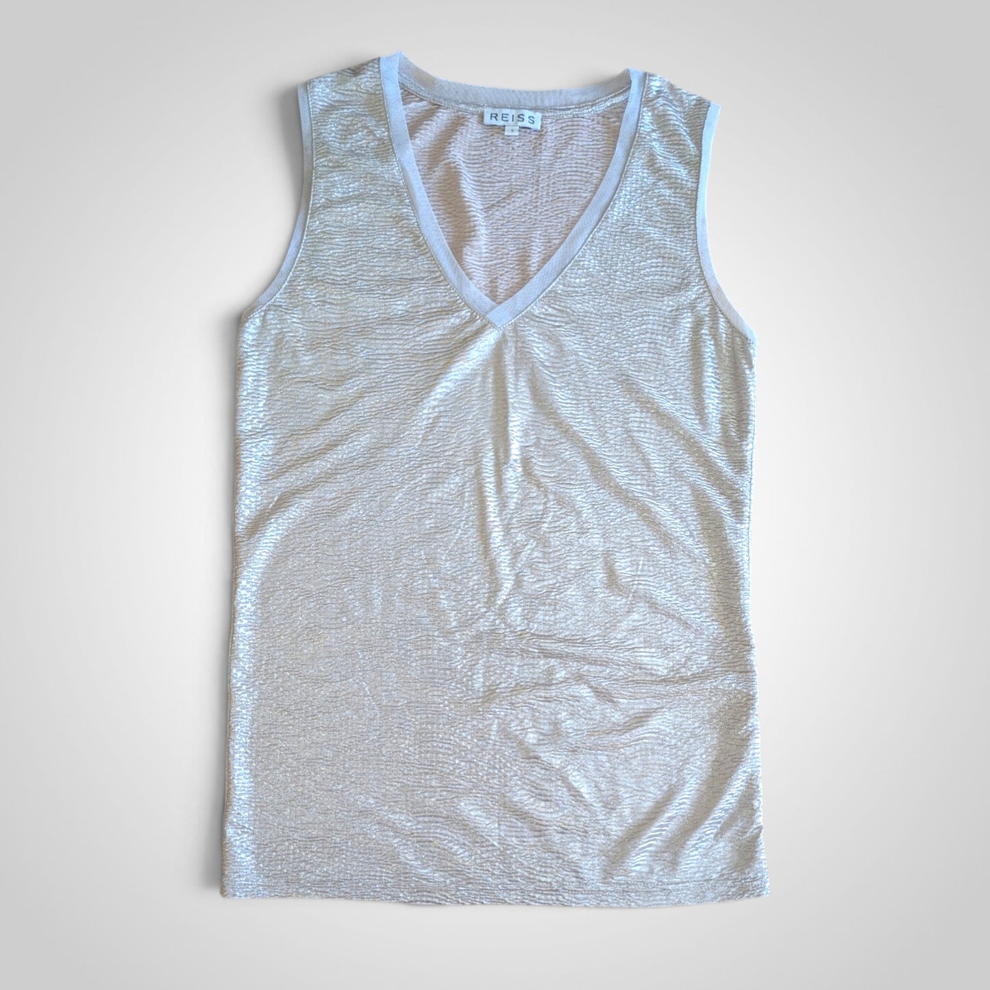 Reiss Champagne Metallic V Neck Vest Top