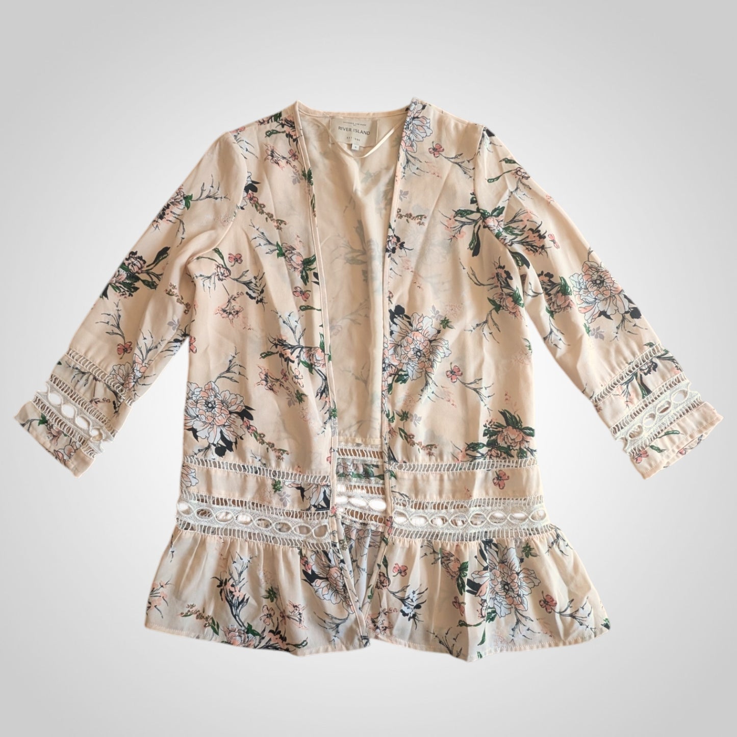 Peach Floral Kimono Jacket