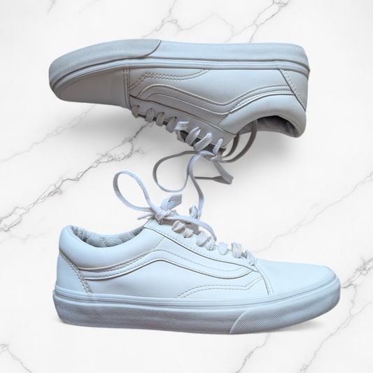 Vans Old Skool Low Top Trainers - True White Leather