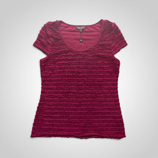 Phase Eight Burgundy Ruffle Top