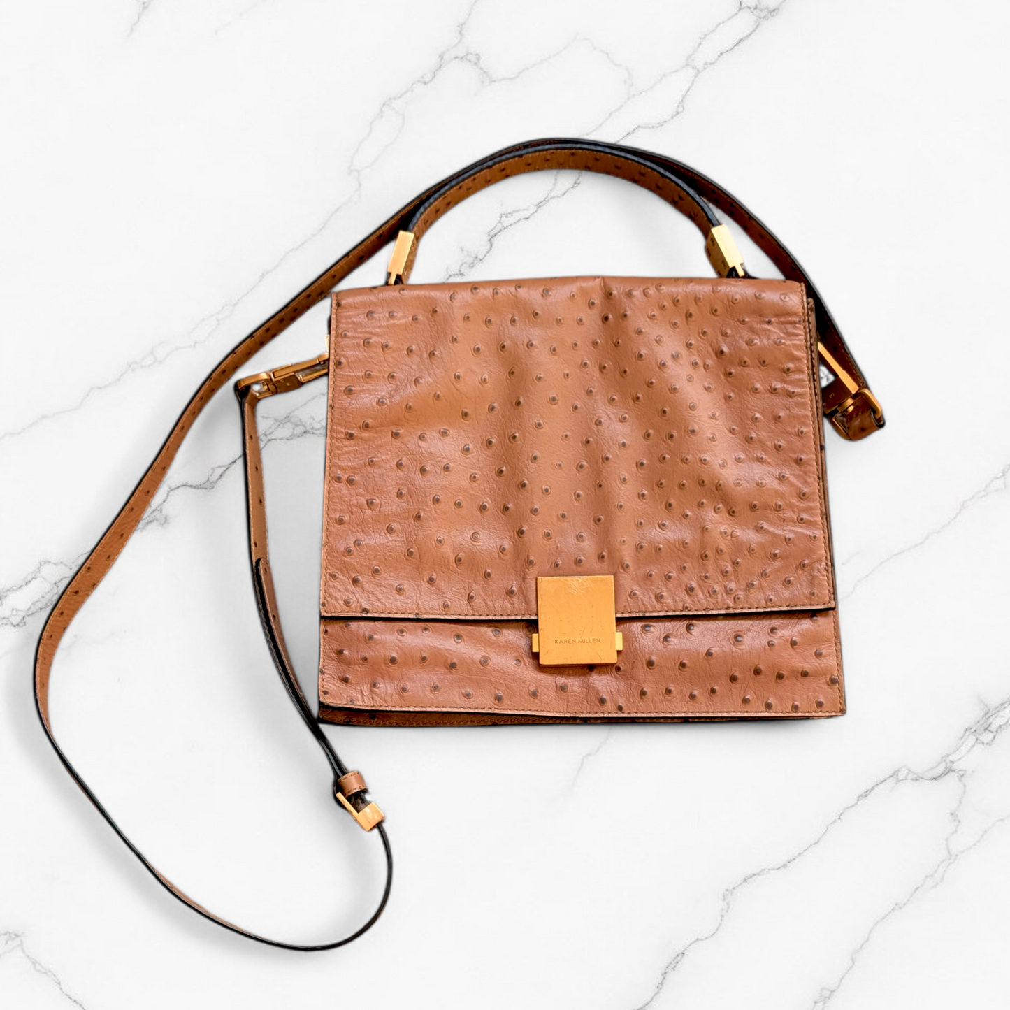 Archival Karen Millen Tan Leather Crossbody Satchel
