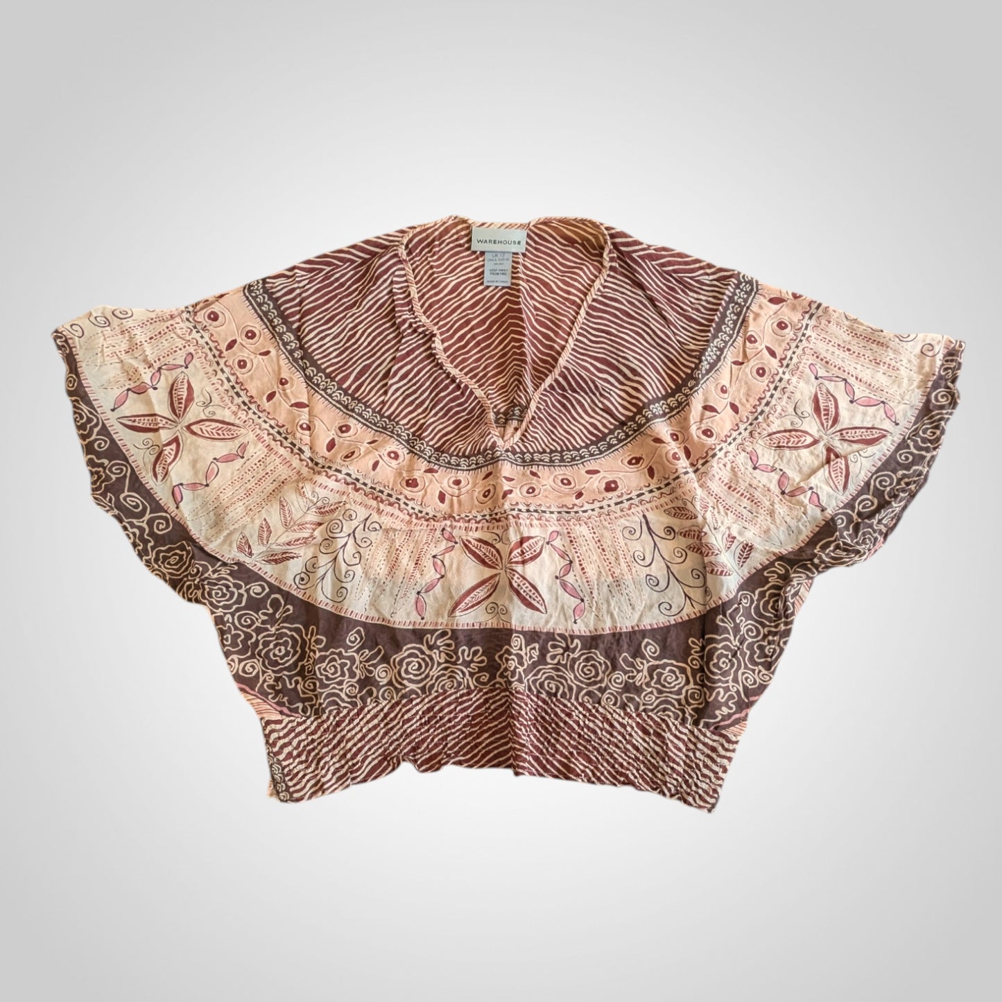 00s Boho Silk Floaty Top