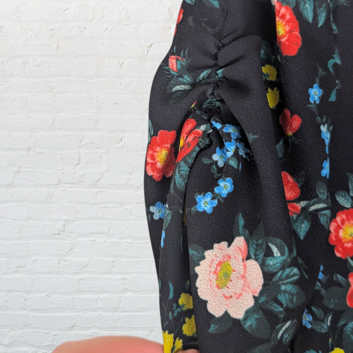 Black Ditsy Floral Ruched Chest Mini Dress
