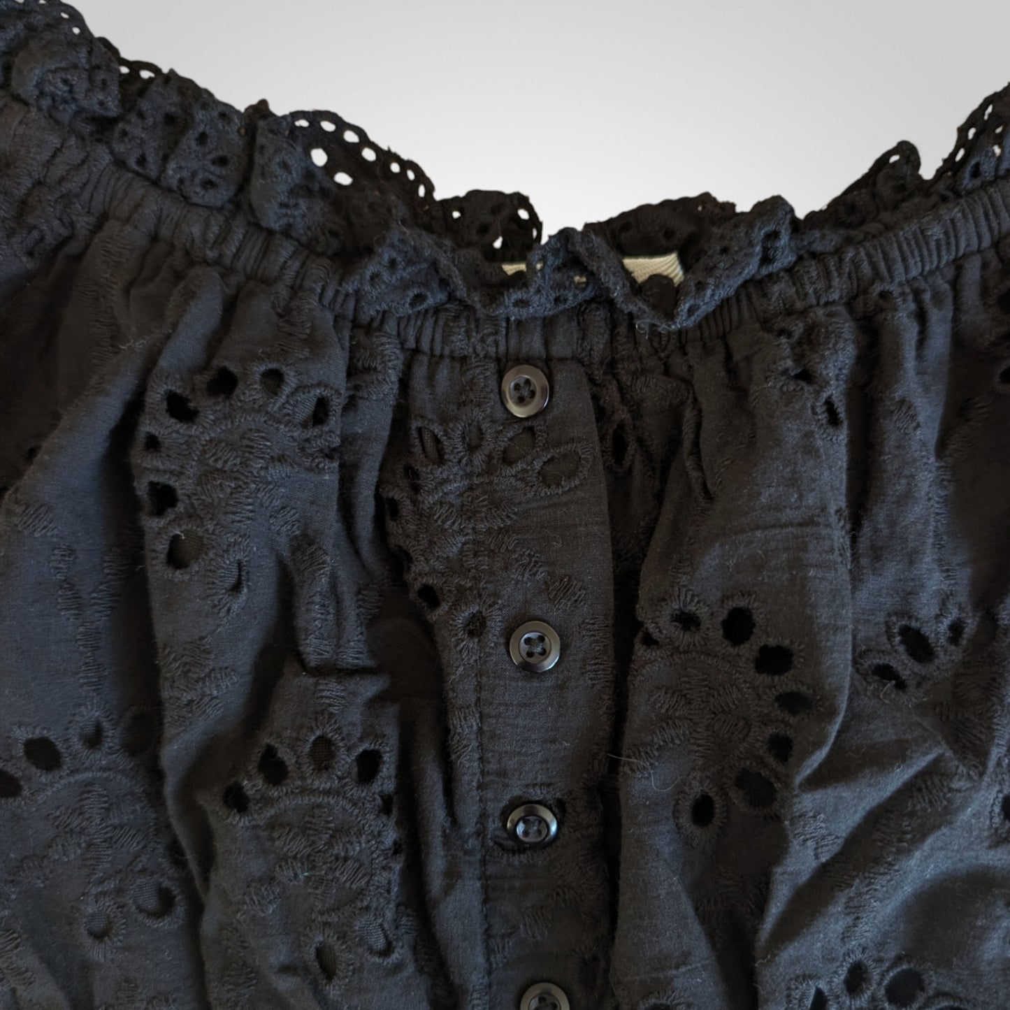 Black Broderie Milkmaid Top