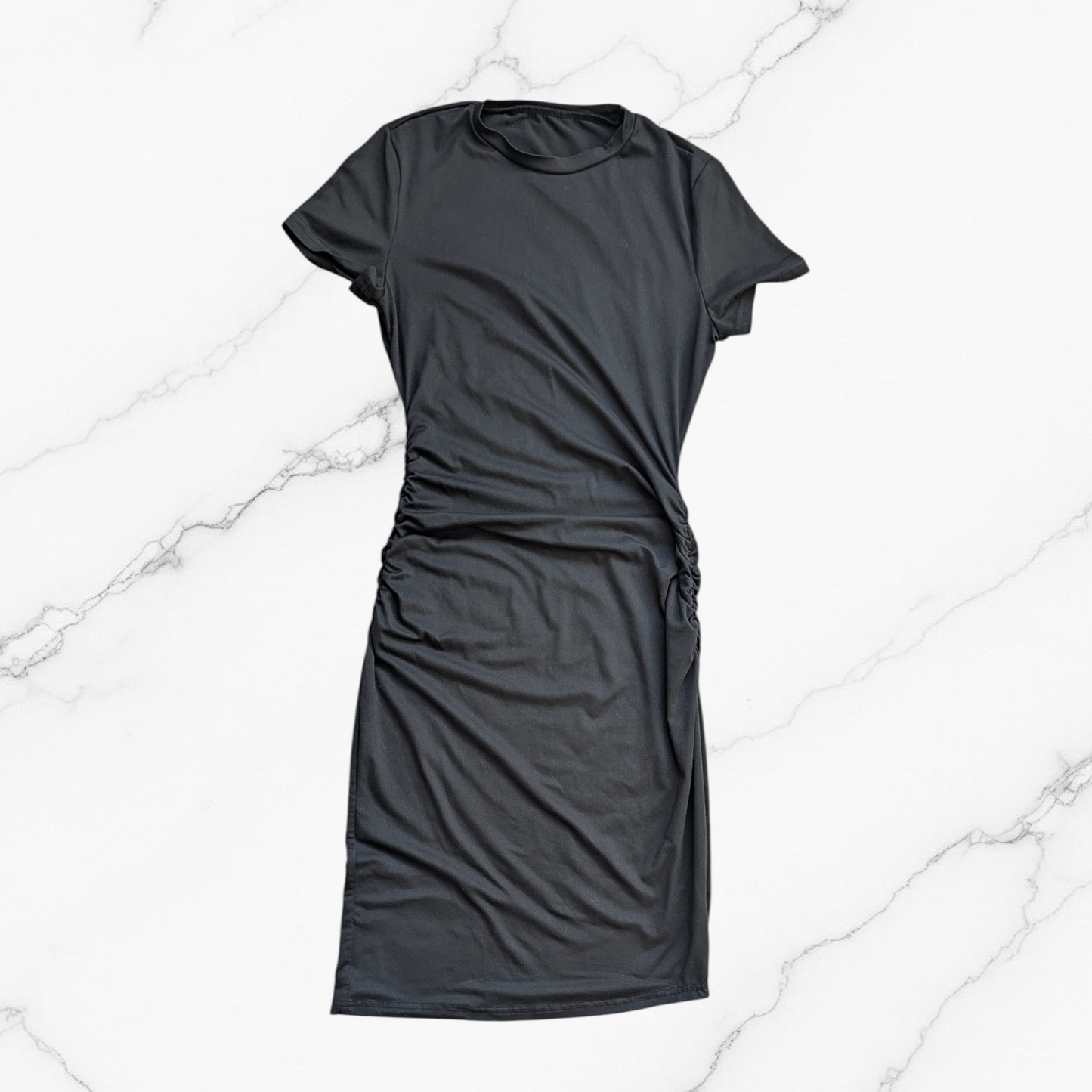 Black Ruched Side Bodycon Dress