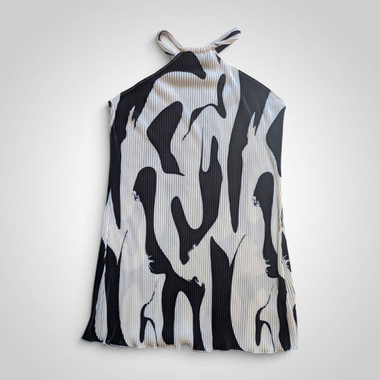 Black & White Abstract Plisse Dress