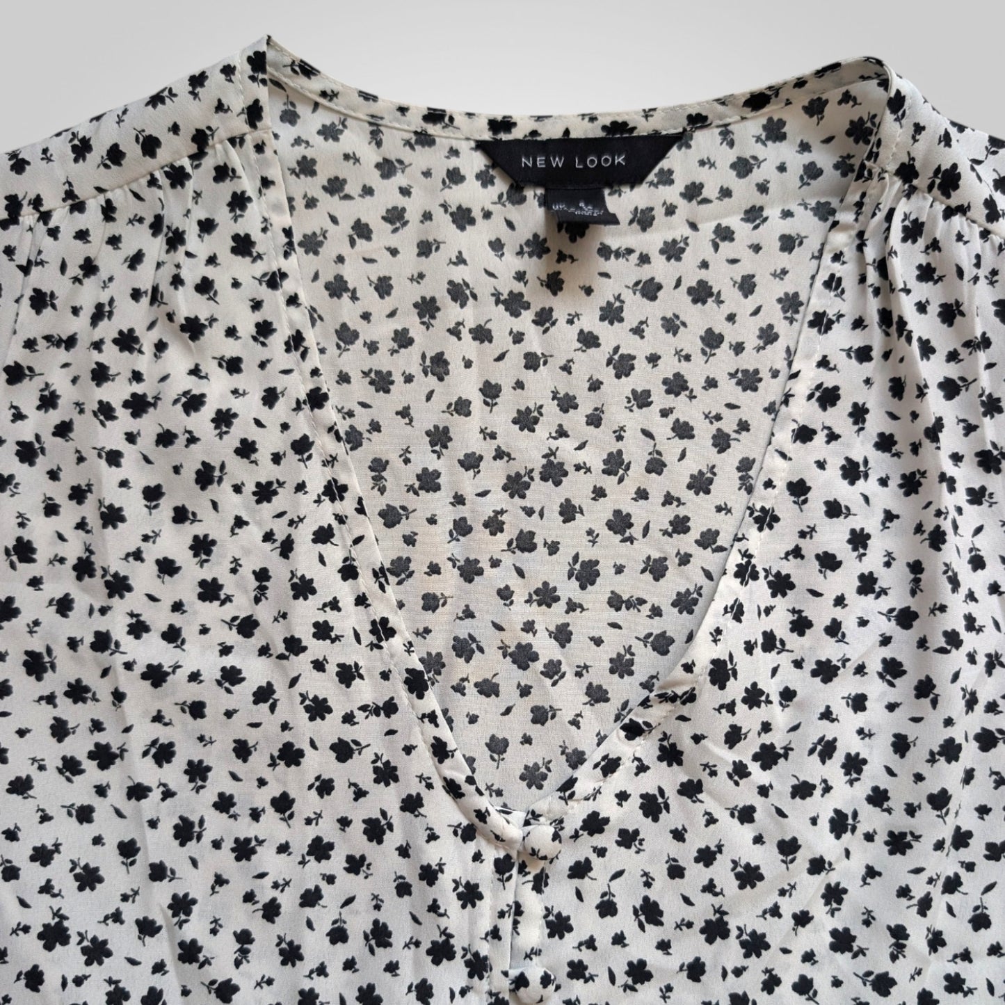White & Black Floral Peplum Top