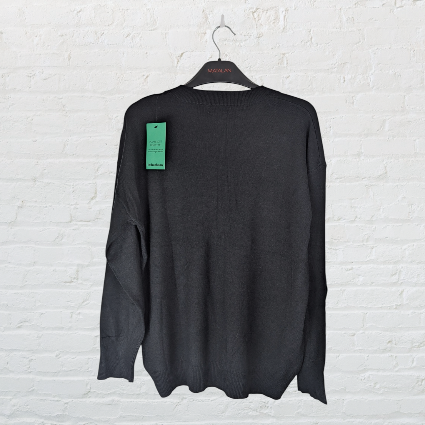 Black V-Neck Button Cuff Jumper