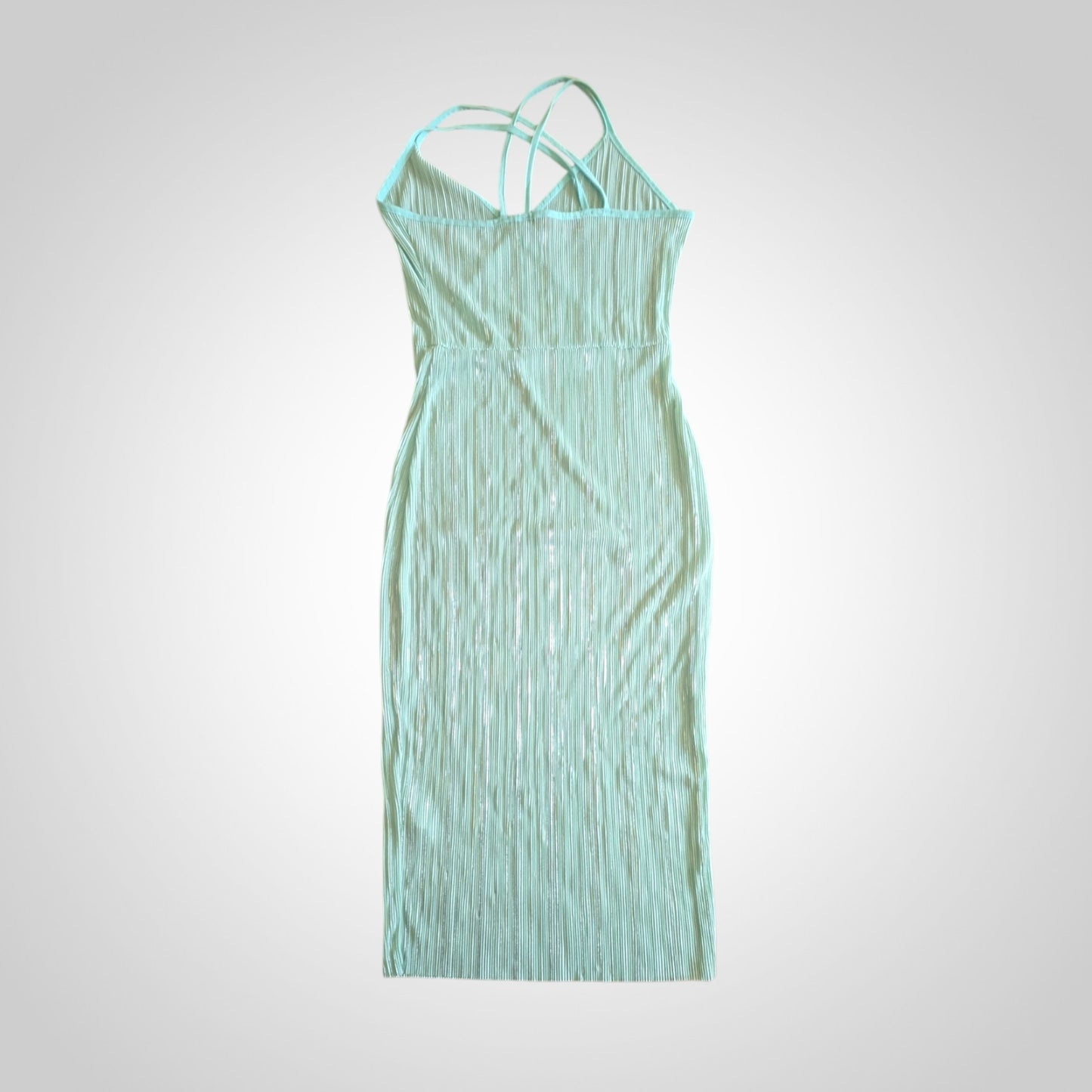 Seafoam Green Plissé Midi Dress