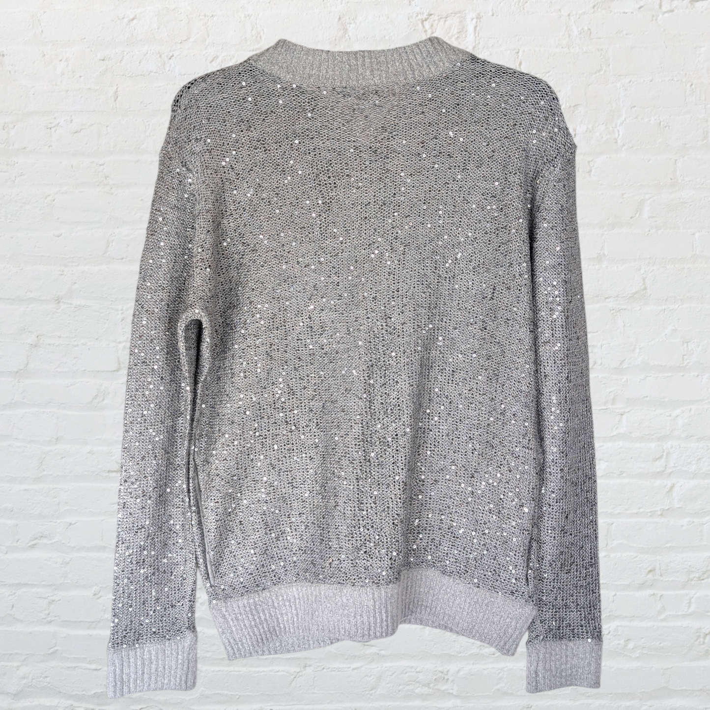 Sequin Sparkle Loose Knit Zip-Up Jacket