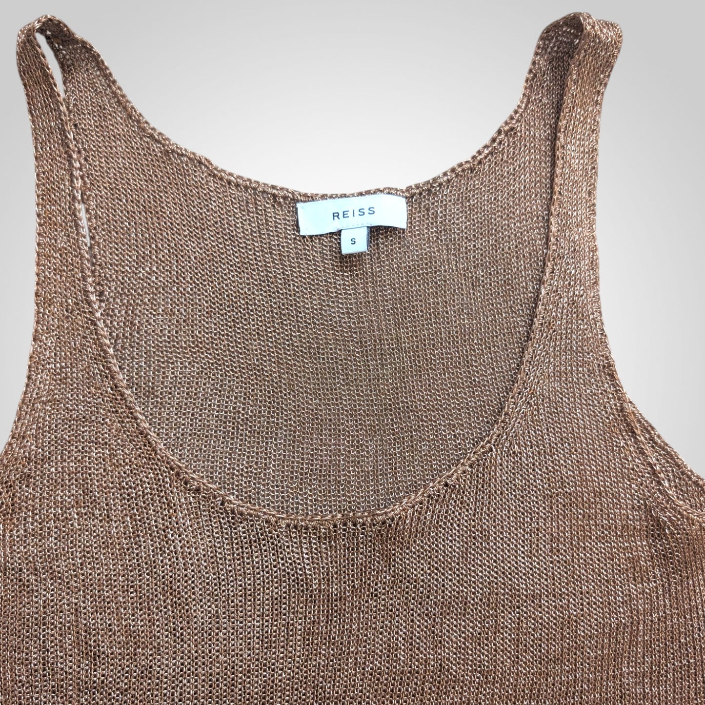 Reiss Bronze Metallic Fine Knit Vest Top