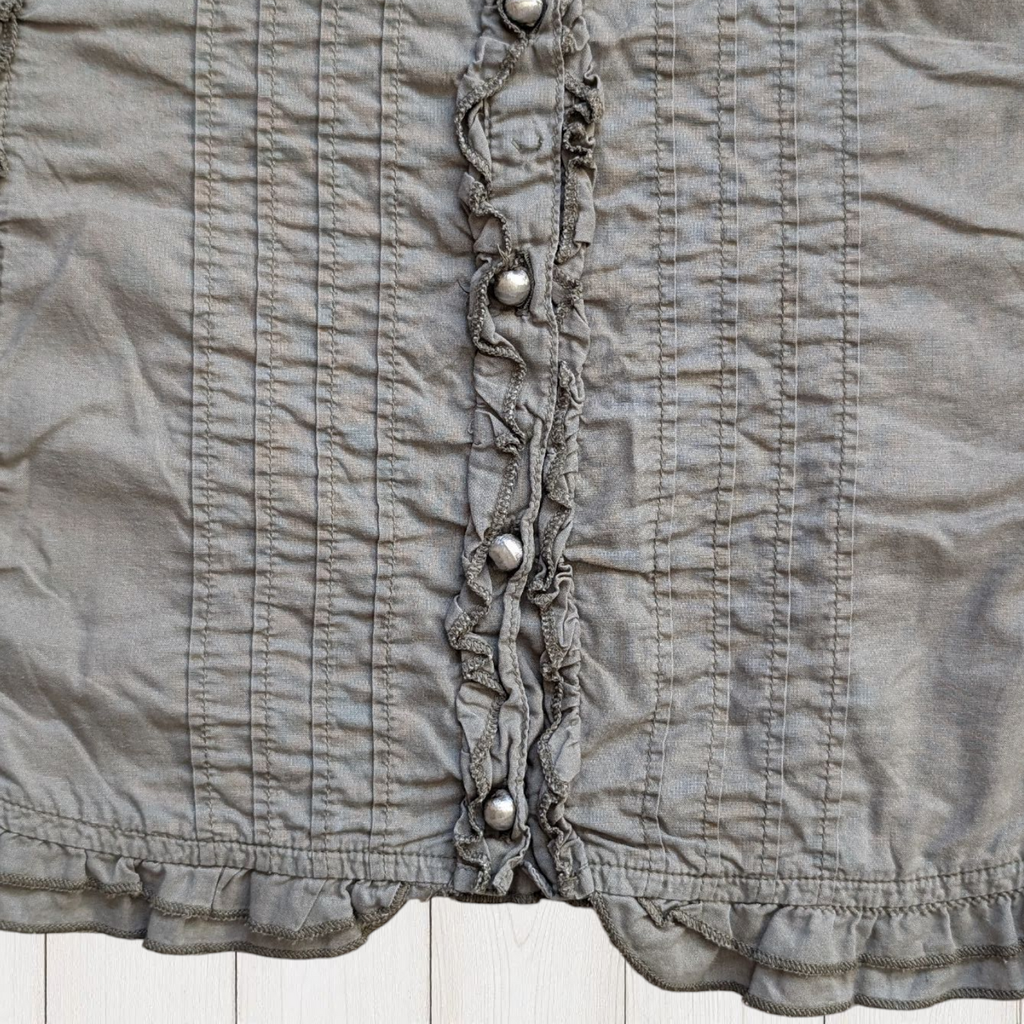 00's Khaki Ruffle Blouse