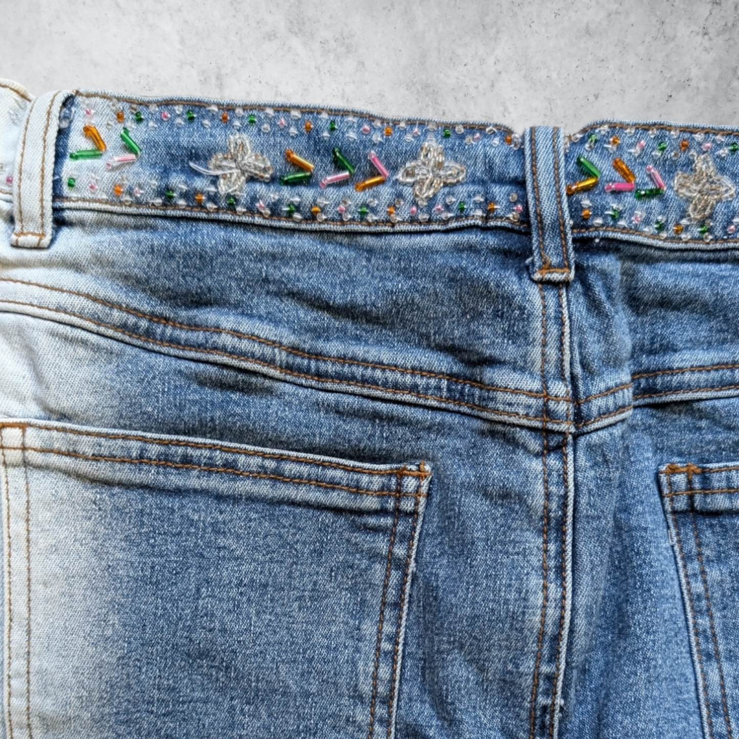 00's Beaded Denim Skirt