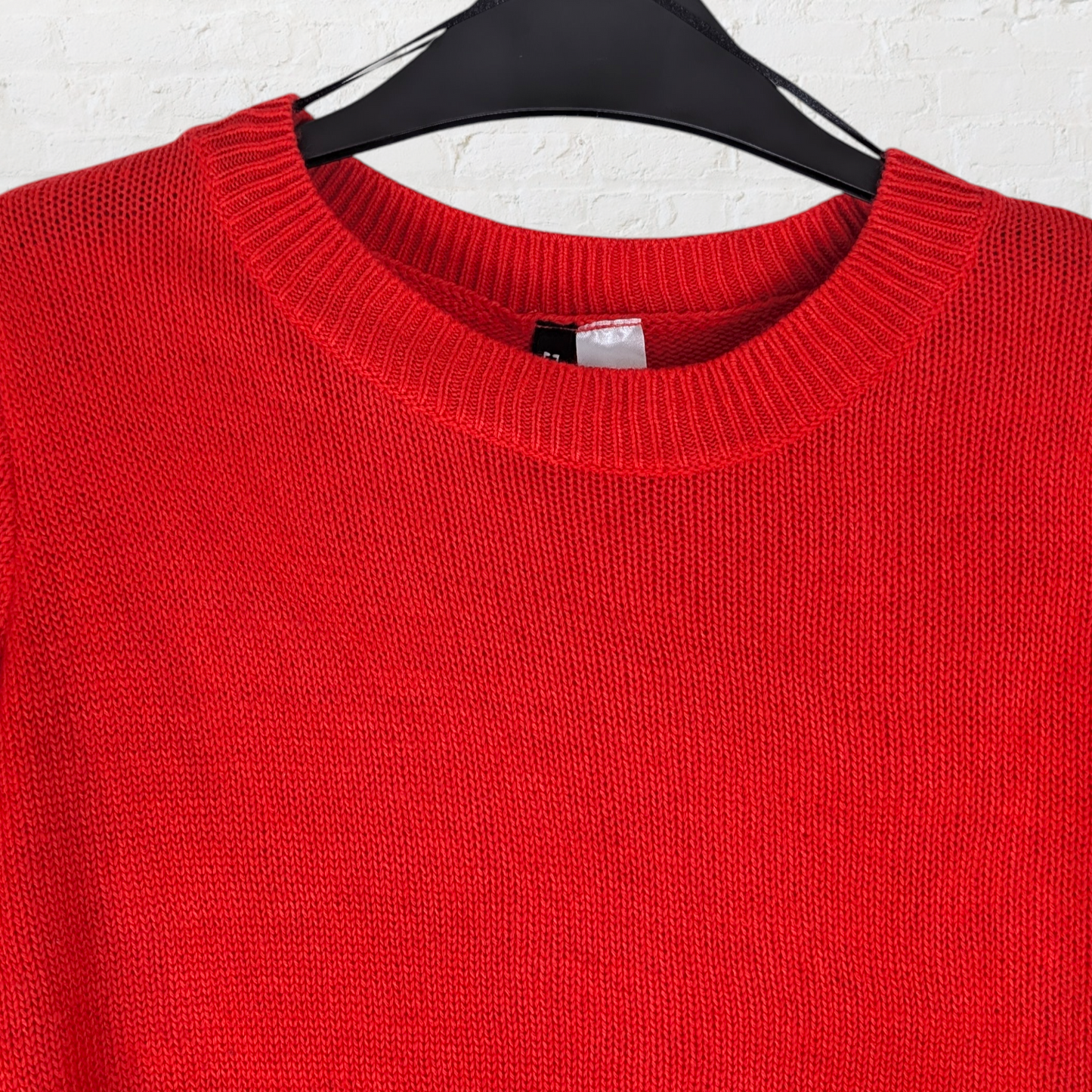 Red Boxy Cropped Knit Jumper