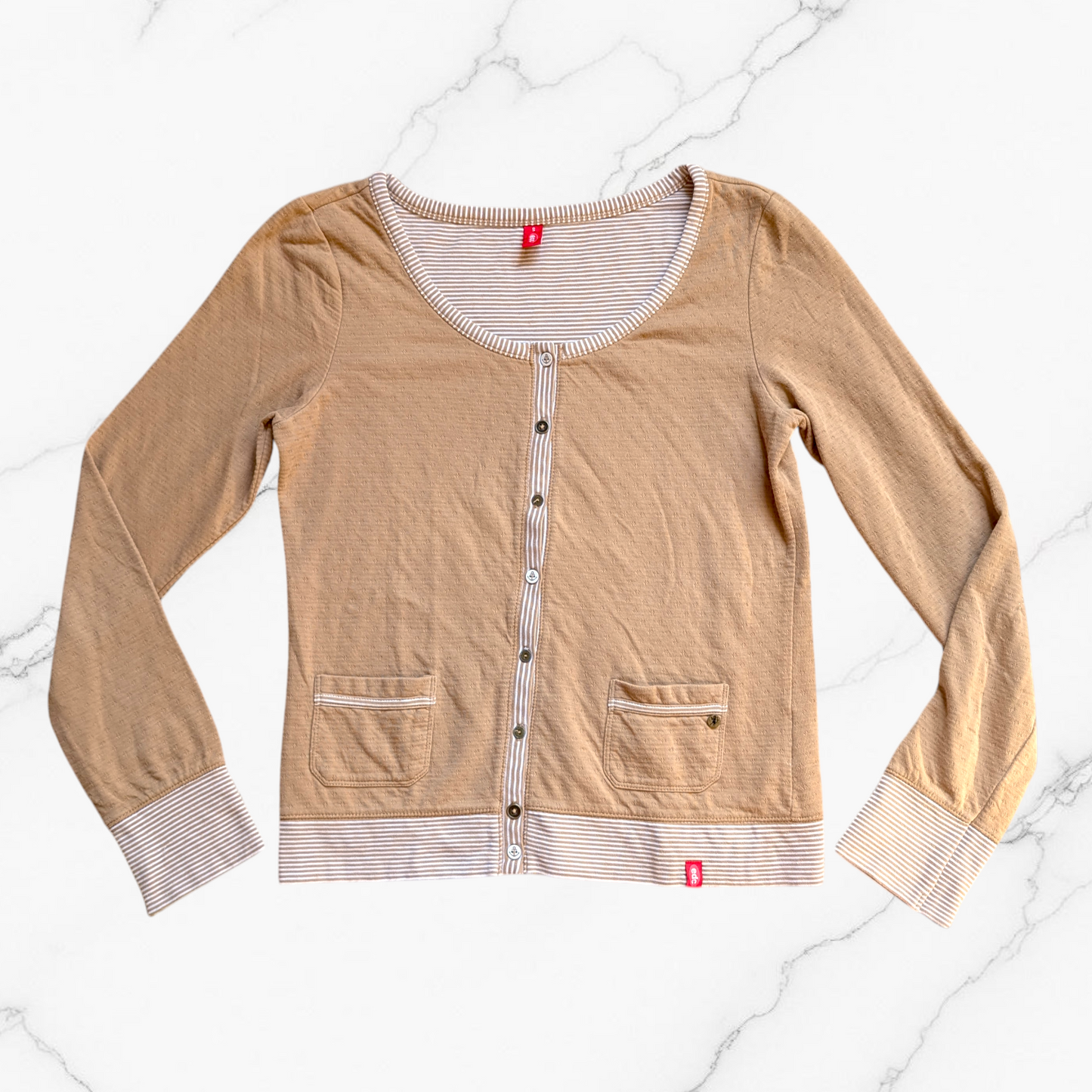 00's Tan Mixed-Knit Cardigan