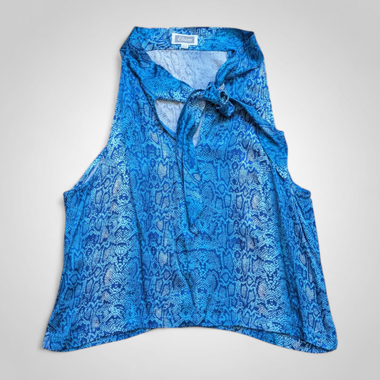 90's Snake Print Tie Neck Top