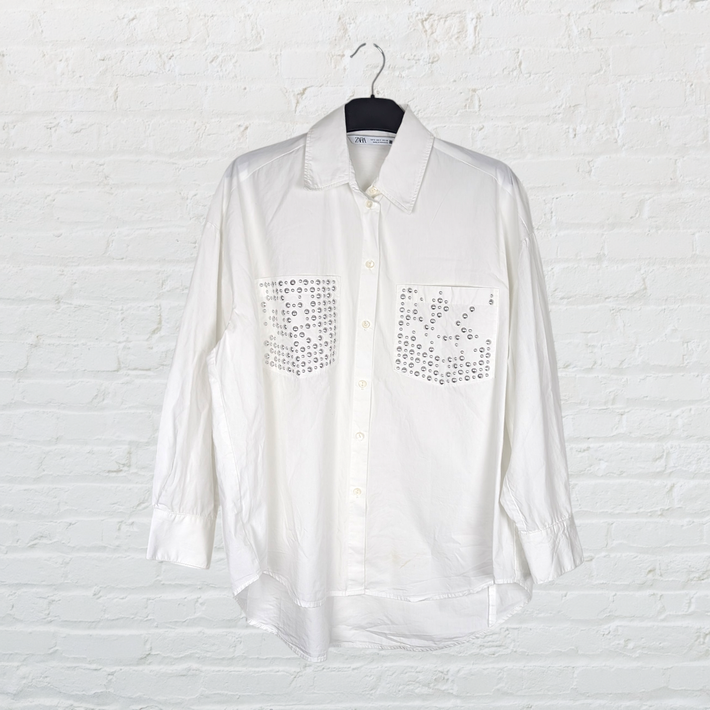 Zara White Western Studded Shirt