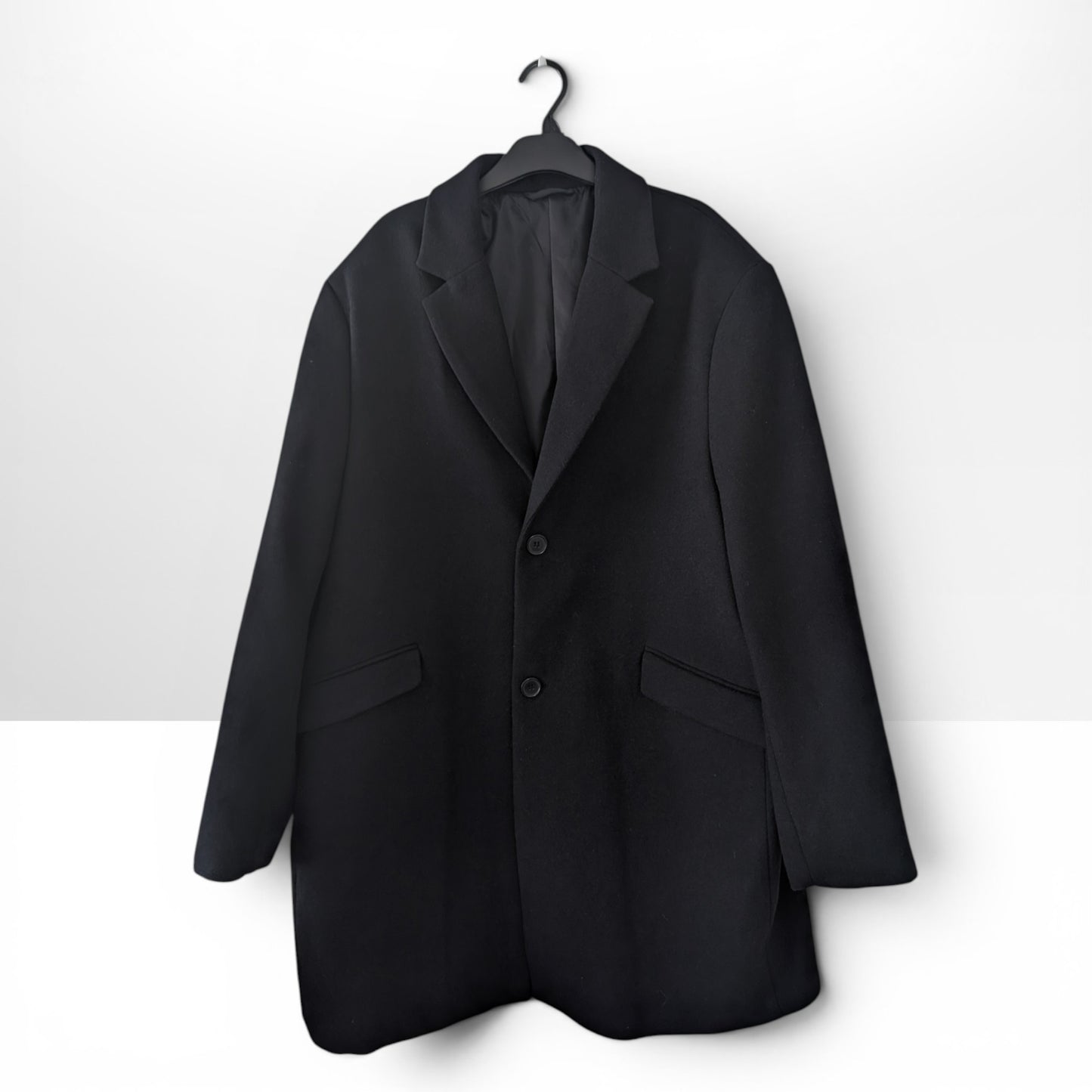 Black Wool Blend Tailored Coat