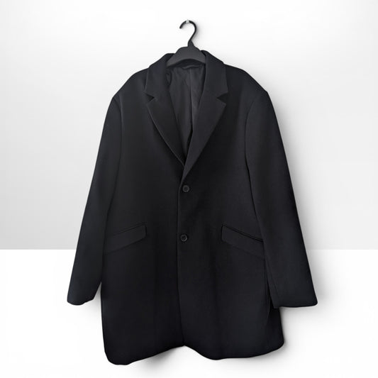 Black Wool Blend Tailored Coat