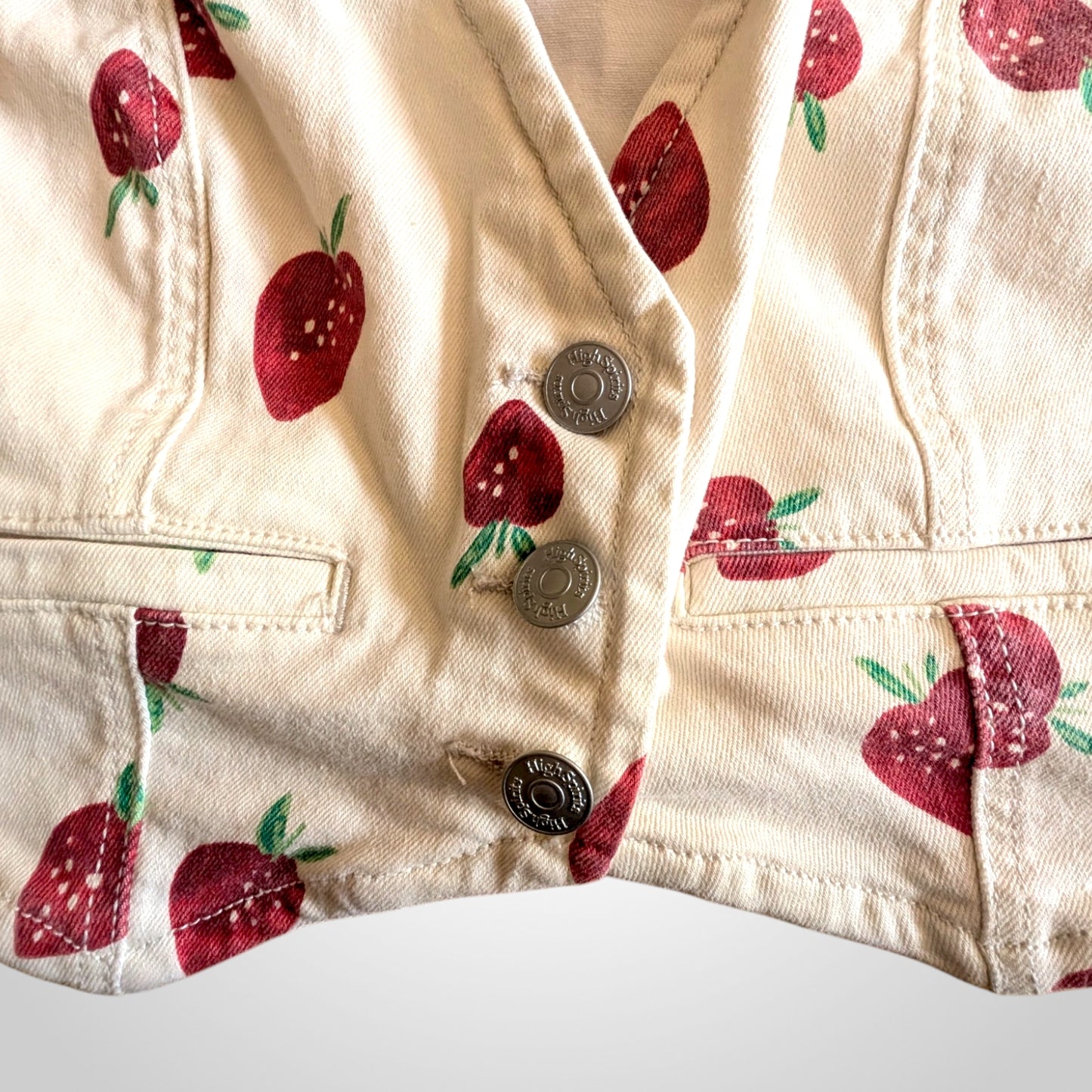 Strawberry Print Cropped Waistcoat Top