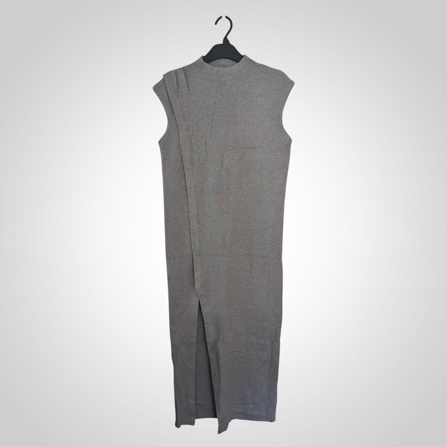 Grey High Neck Sleeveless Maxi Dress