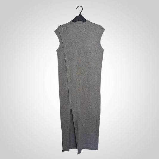 Grey High Neck Sleeveless Maxi Dress