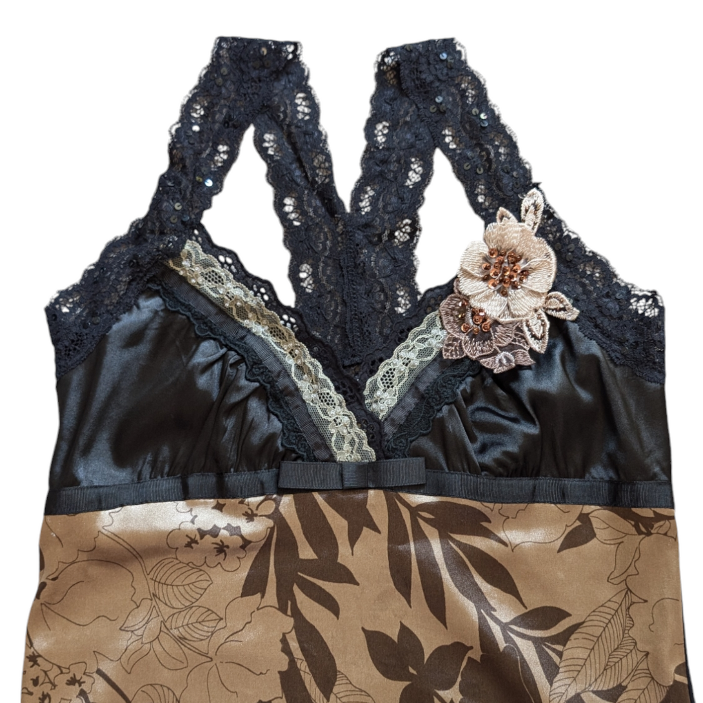 00's Black & Brown Floral Cami