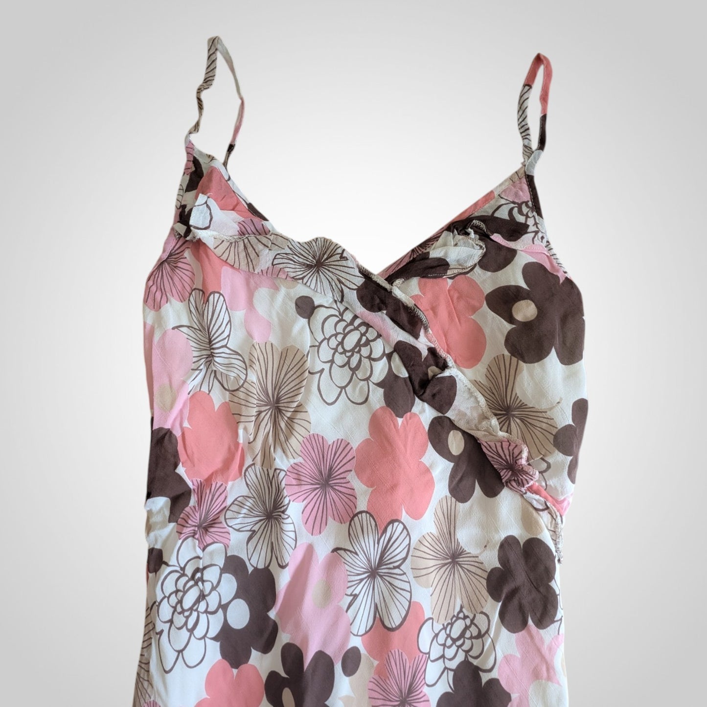 00s Floral Ruffle Midi Dress