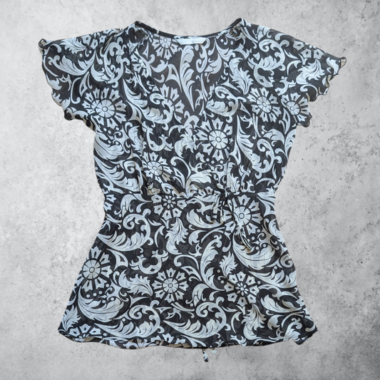 00's Baroque Tie-Waist Blouse
