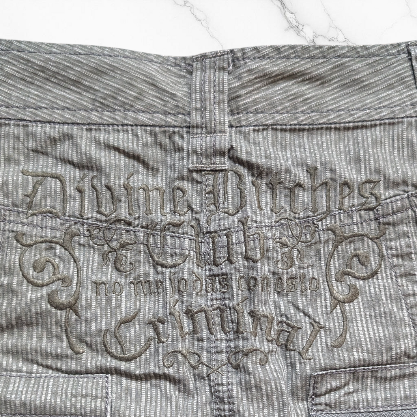 y2k Pinstripe Cargo Mini Skirt