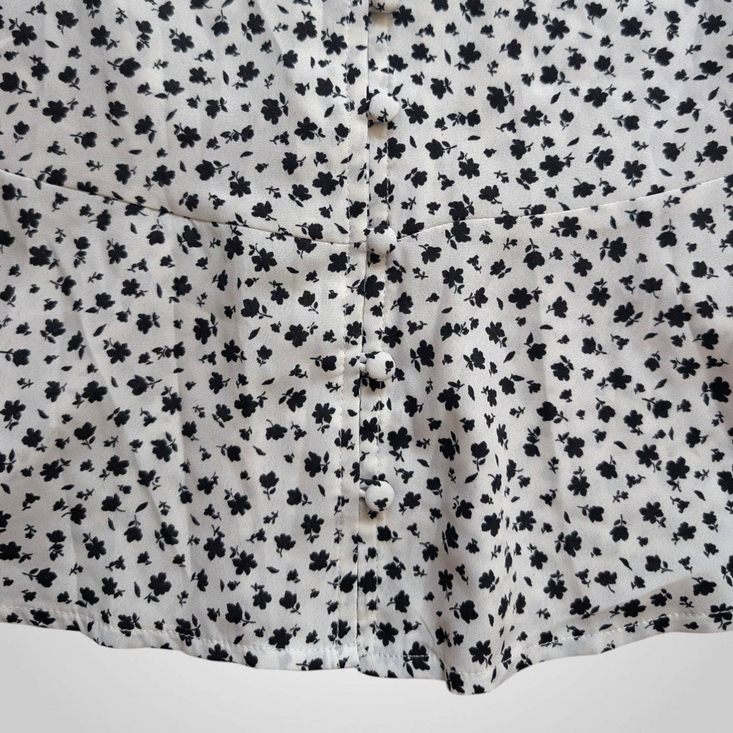 White & Black Floral Peplum Top