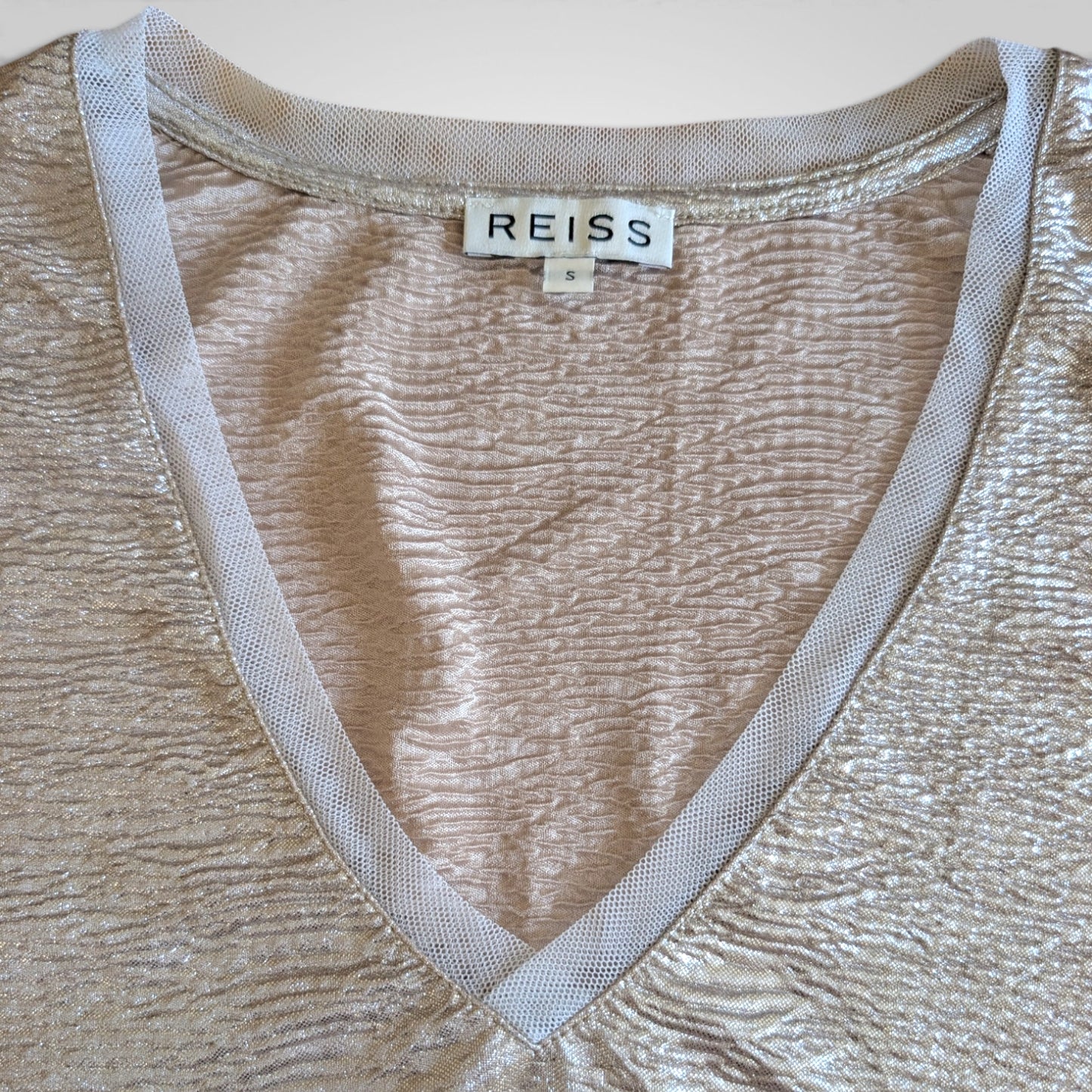 Reiss Champagne Metallic V Neck Vest Top