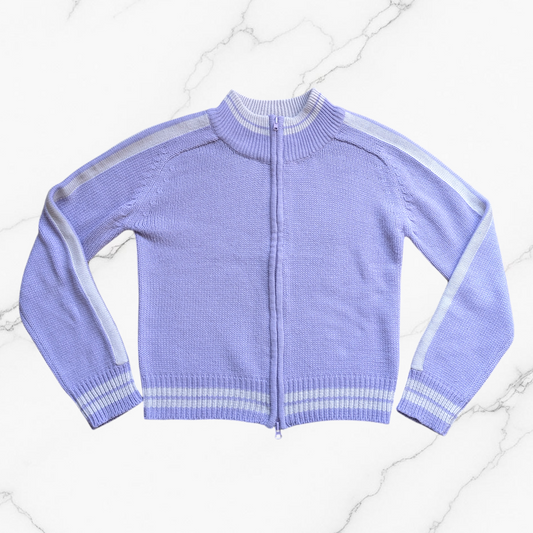 00's Lilac Striped Double-Zip Knit Cardigan
