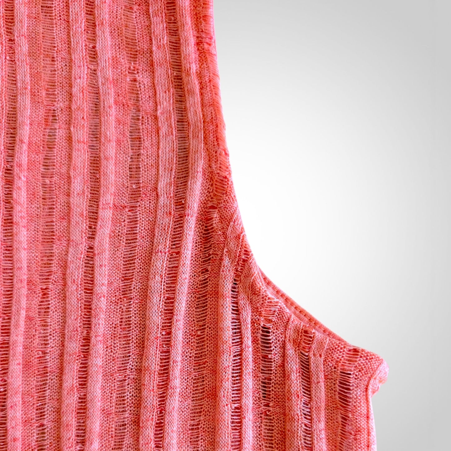 Orange Textured Ribbed Knit Vest