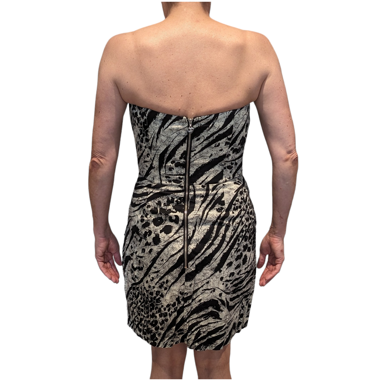 00's Animal Print Strapless Dress