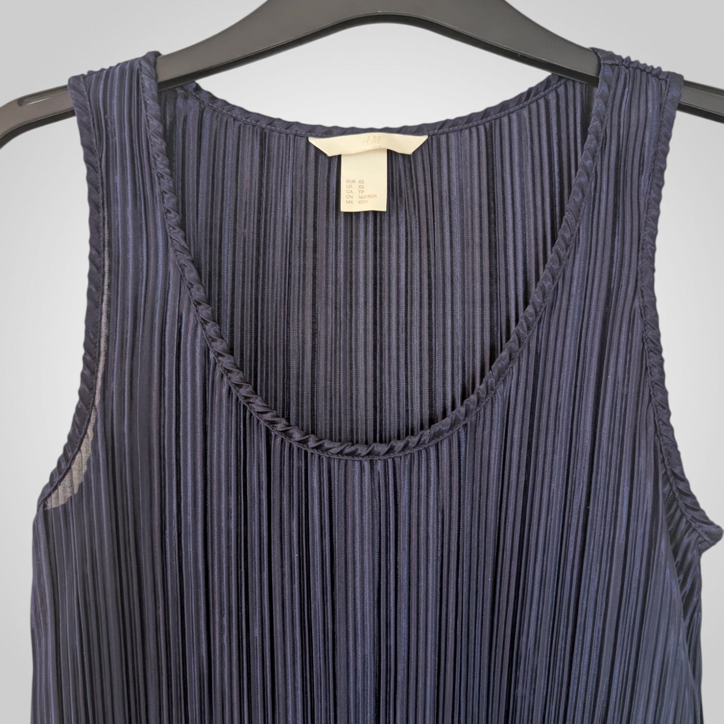 Navy Blue Plisse Midi Dress