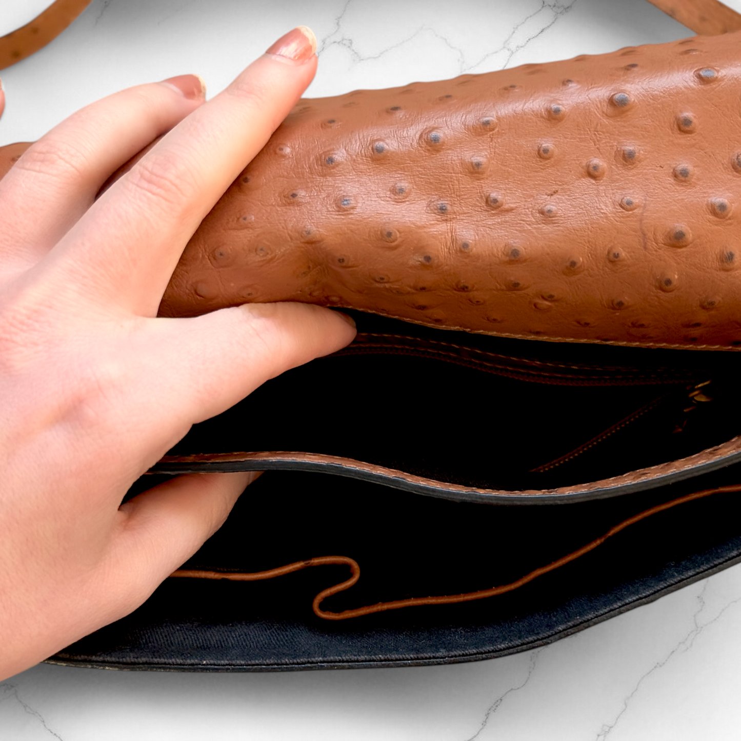 Archival Karen Millen Tan Leather Crossbody Satchel