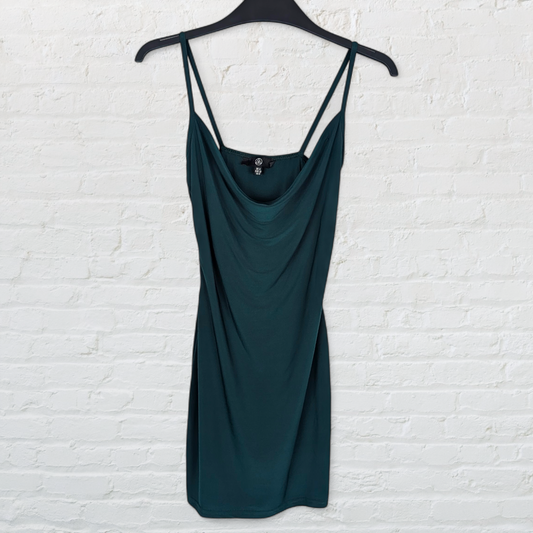Emerald Green Strappy Cowl Neck Mini Dress