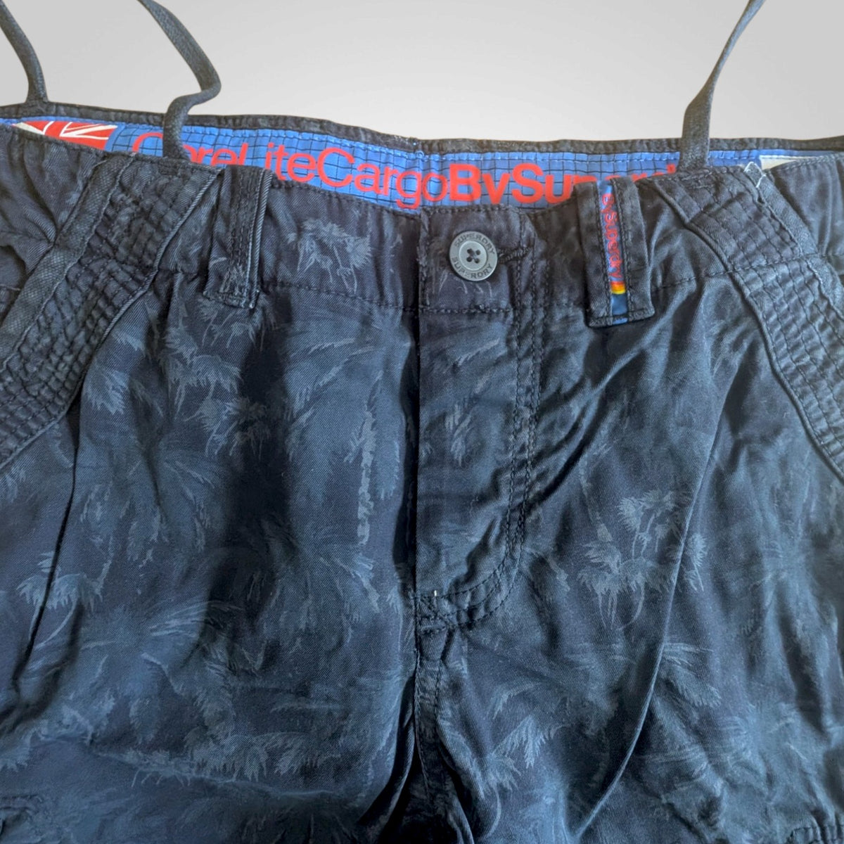 Men's Superdry Navy Palm Tree Print Cargo Shorts