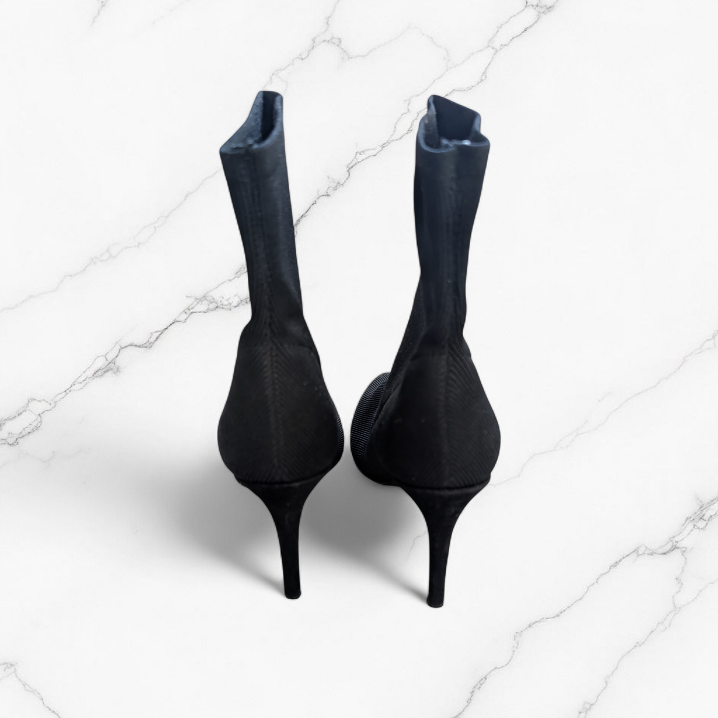 Black Ribbed Sock Boots - Size 6