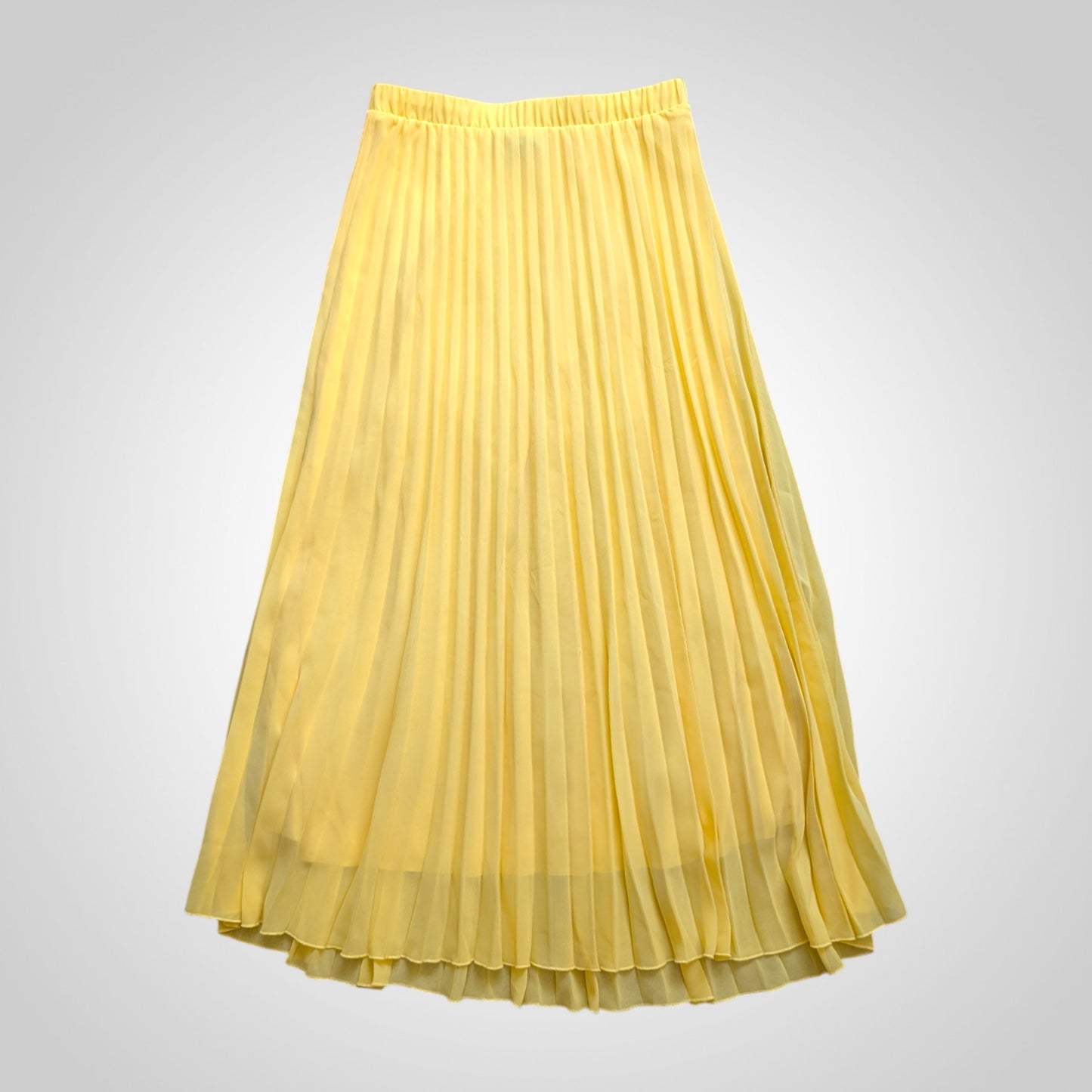 Butter Yellow Pleated Midi Skirt