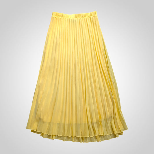 Butter Yellow Pleated Midi Skirt