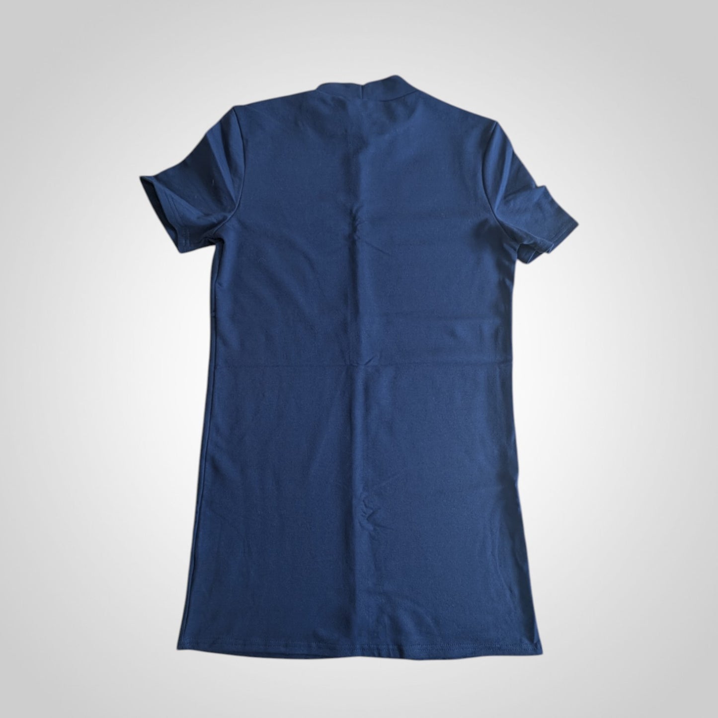 Navy Blue High Mock-Neck Mini Dress